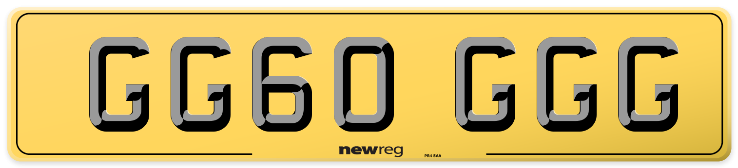 GG60 GGG Rear Number Plate