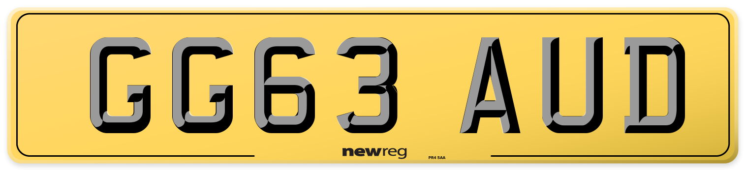GG63 AUD Rear Number Plate