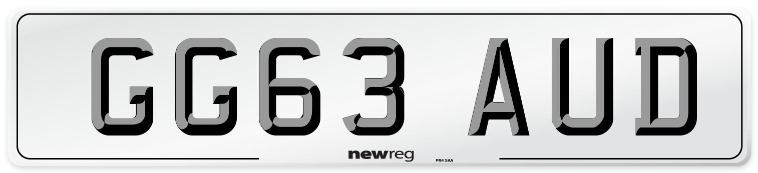 GG63 AUD Front Number Plate