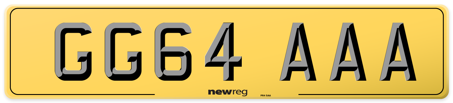 GG64 AAA Rear Number Plate