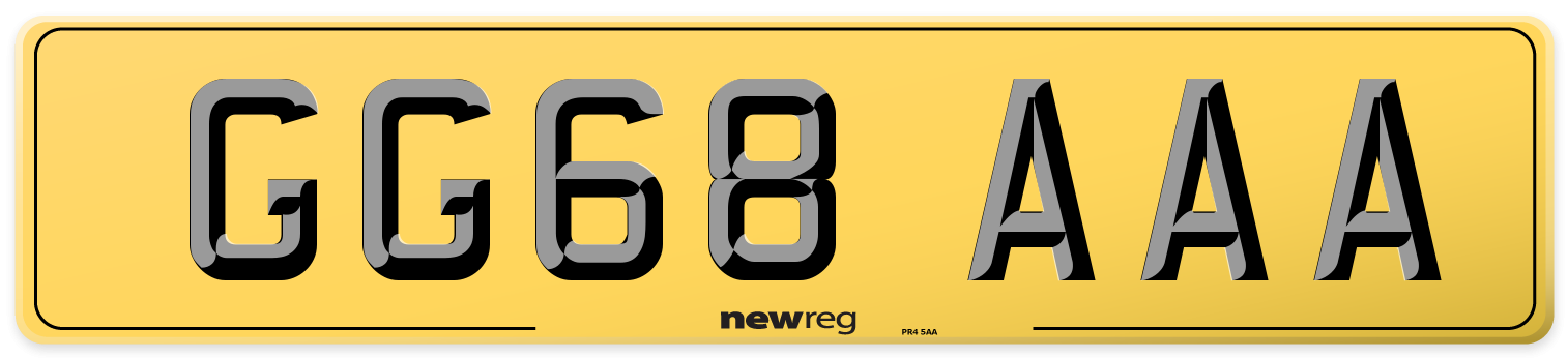 GG68 AAA Rear Number Plate