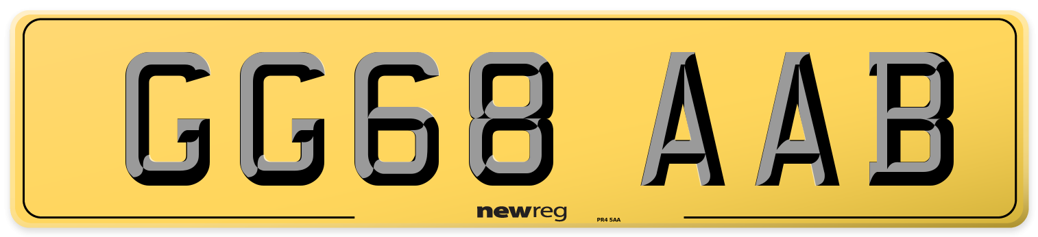 GG68 AAB Rear Number Plate