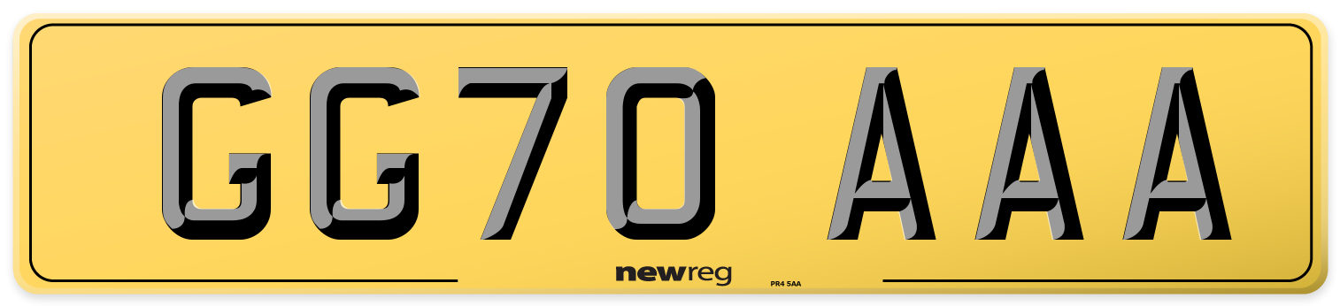 GG70 AAA Rear Number Plate