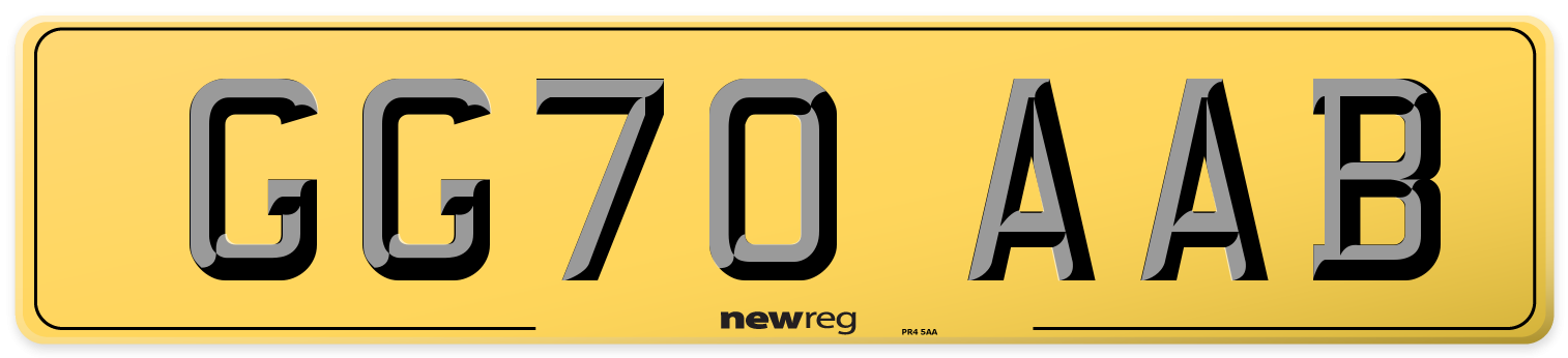 GG70 AAB Rear Number Plate
