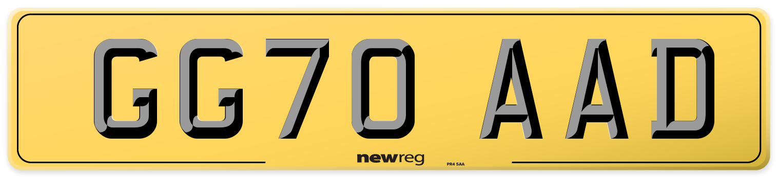 GG70 AAD Rear Number Plate