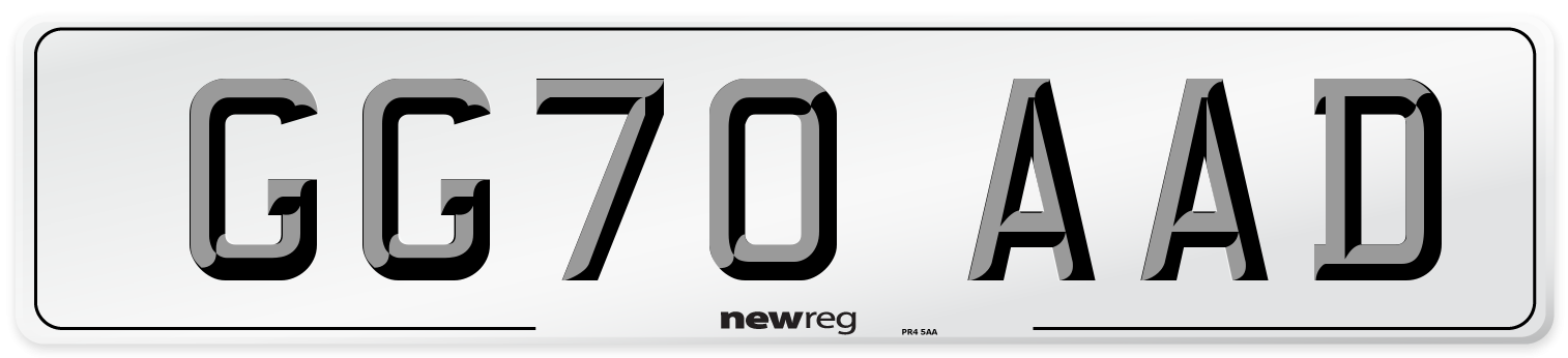 GG70 AAD Front Number Plate