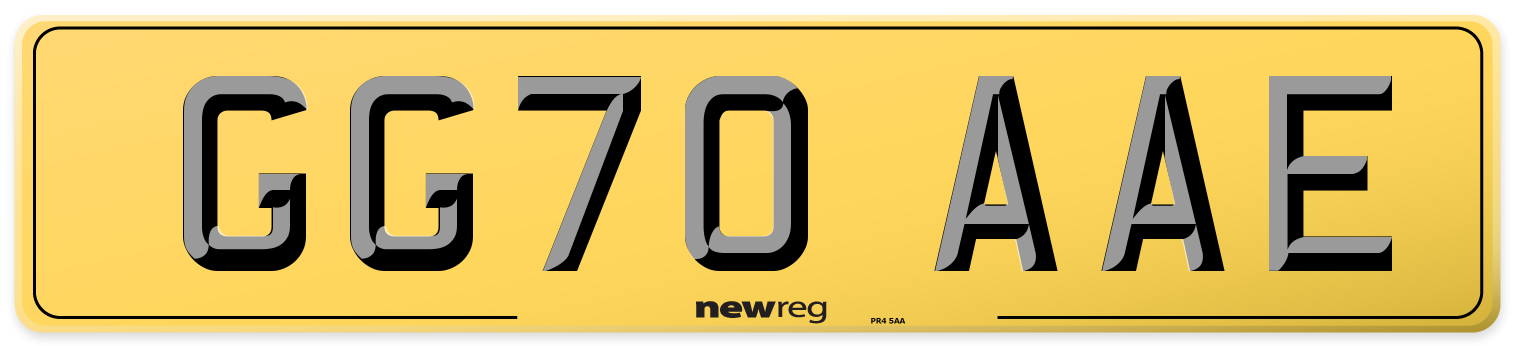 GG70 AAE Rear Number Plate