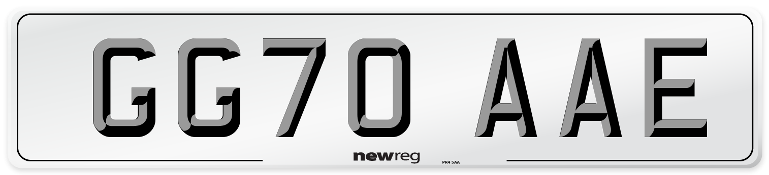 GG70 AAE Front Number Plate