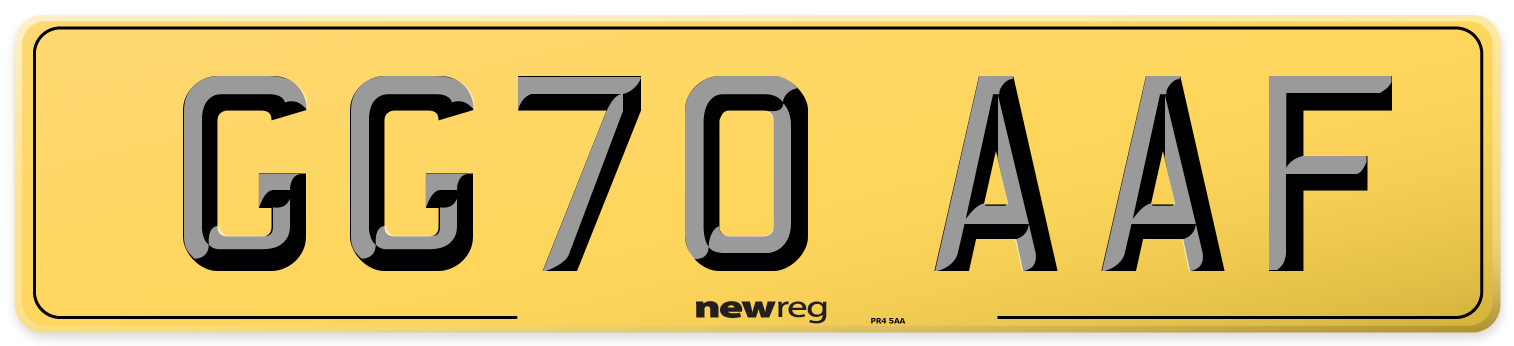 GG70 AAF Rear Number Plate