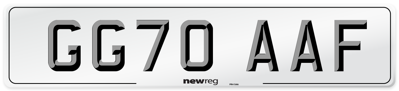 GG70 AAF Front Number Plate
