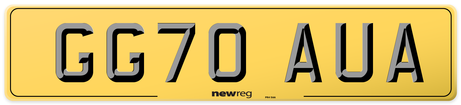 GG70 AUA Rear Number Plate