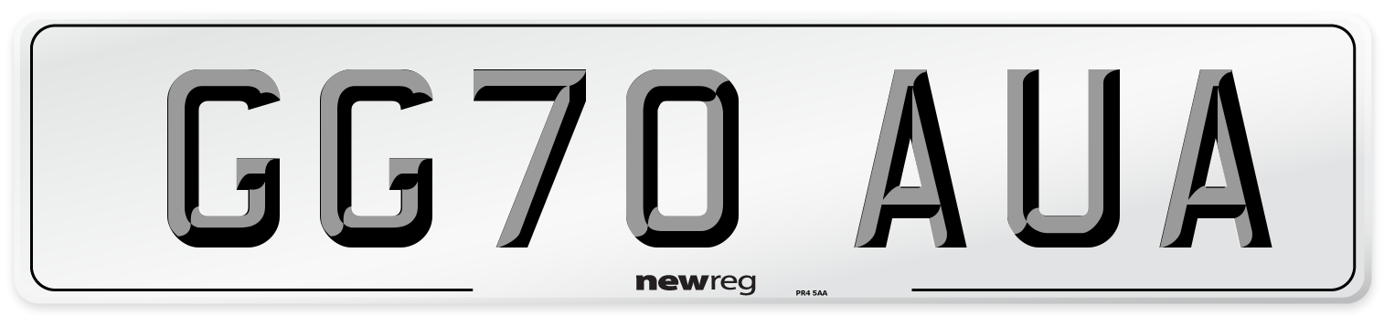GG70 AUA Front Number Plate
