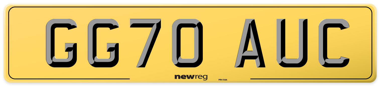 GG70 AUC Rear Number Plate