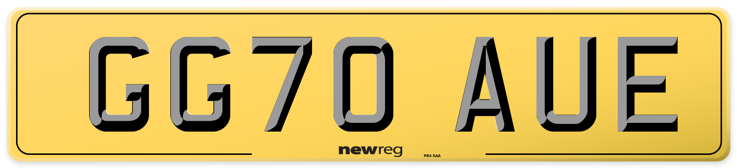 GG70 AUE Rear Number Plate