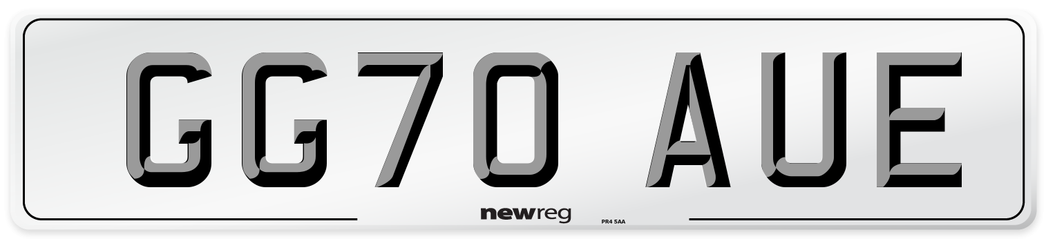 GG70 AUE Front Number Plate