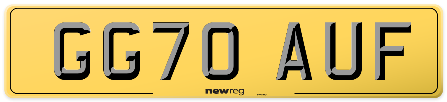 GG70 AUF Rear Number Plate