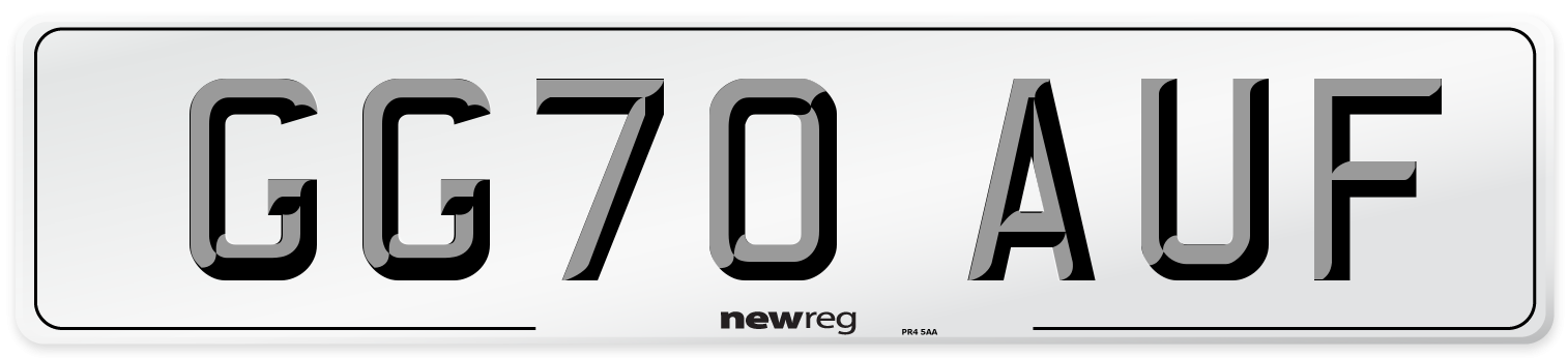 GG70 AUF Front Number Plate