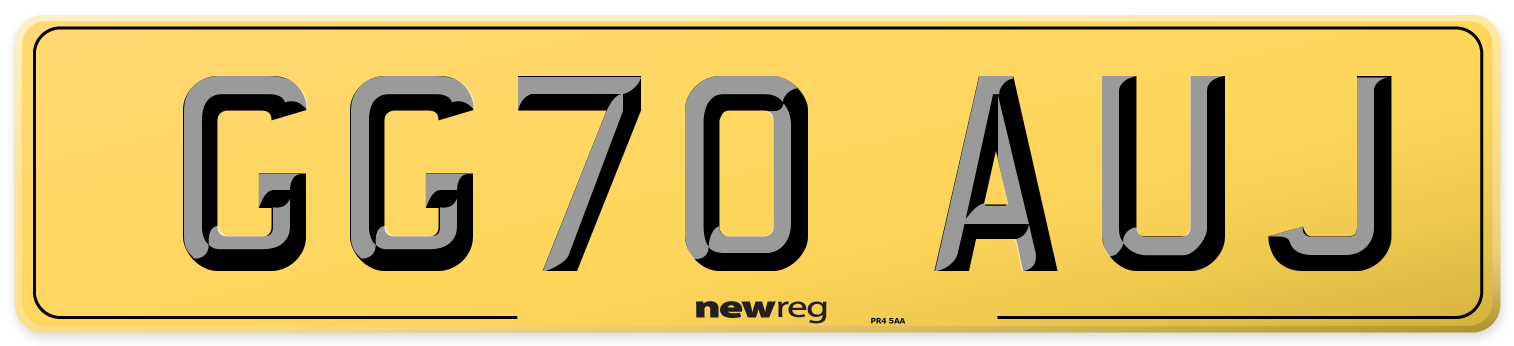 GG70 AUJ Rear Number Plate