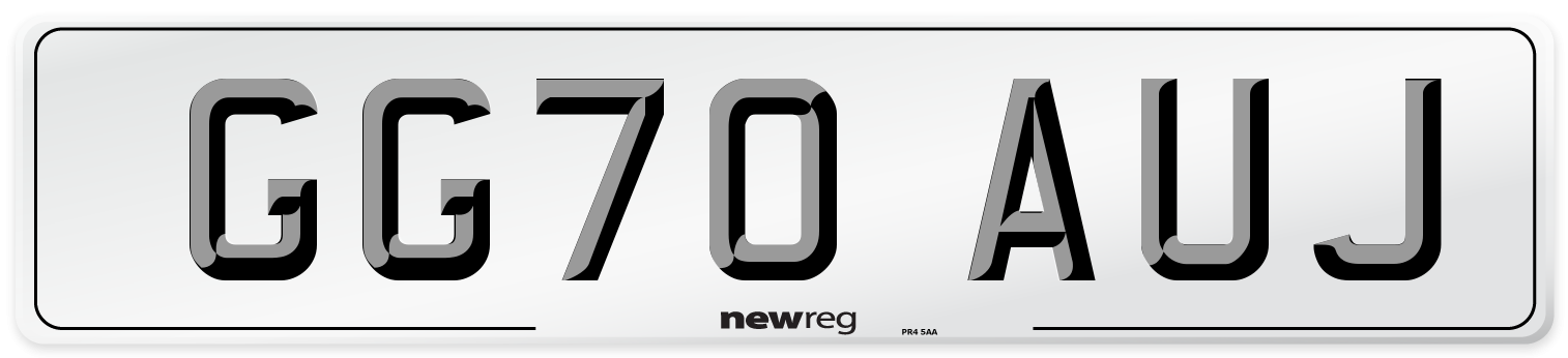 GG70 AUJ Front Number Plate