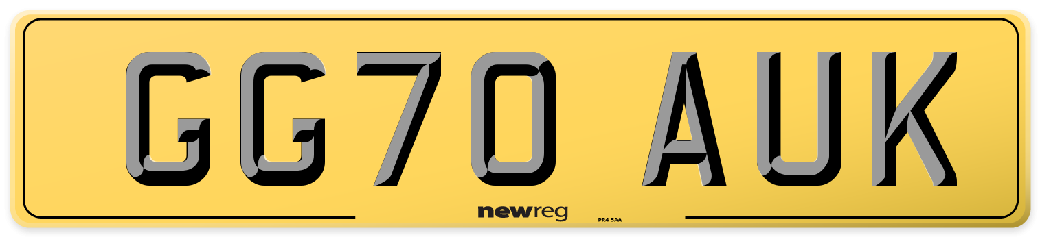 GG70 AUK Rear Number Plate