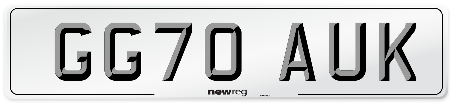 GG70 AUK Front Number Plate