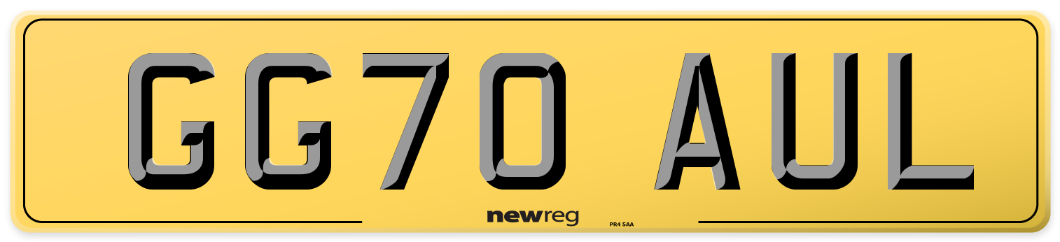 GG70 AUL Rear Number Plate