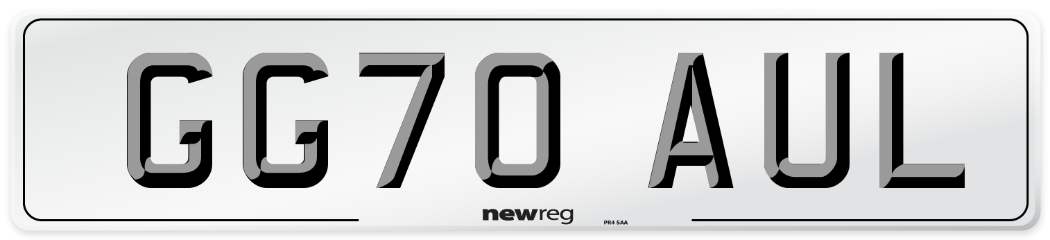 GG70 AUL Front Number Plate