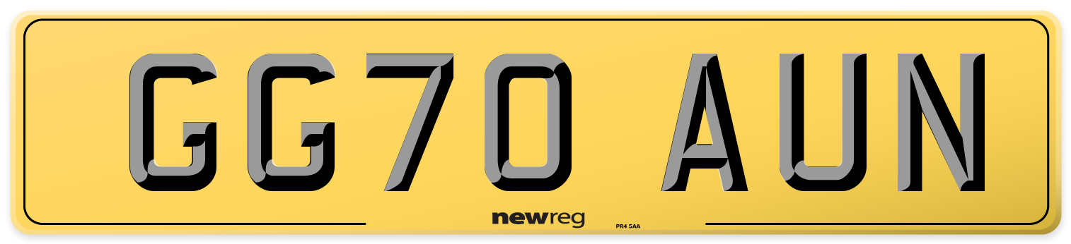 GG70 AUN Rear Number Plate