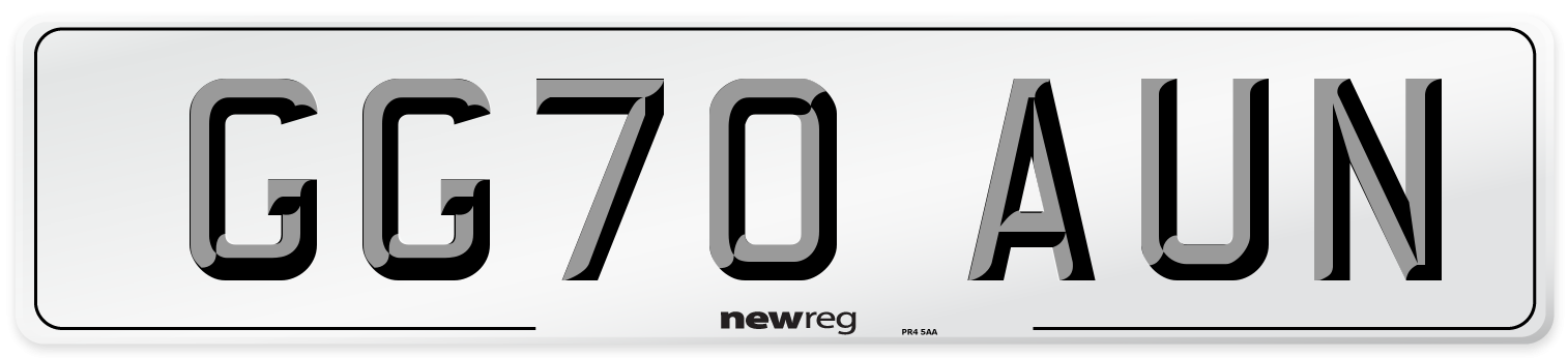 GG70 AUN Front Number Plate