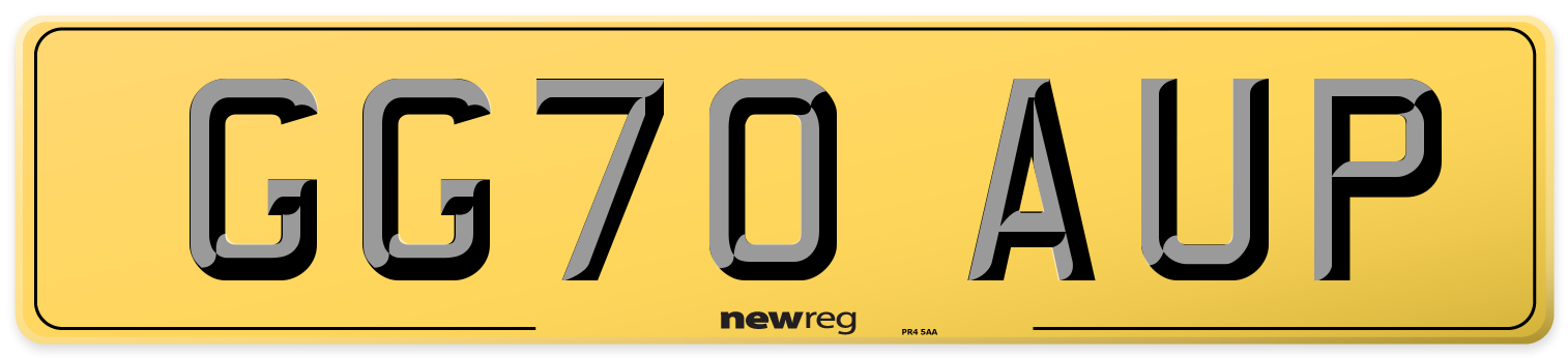 GG70 AUP Rear Number Plate