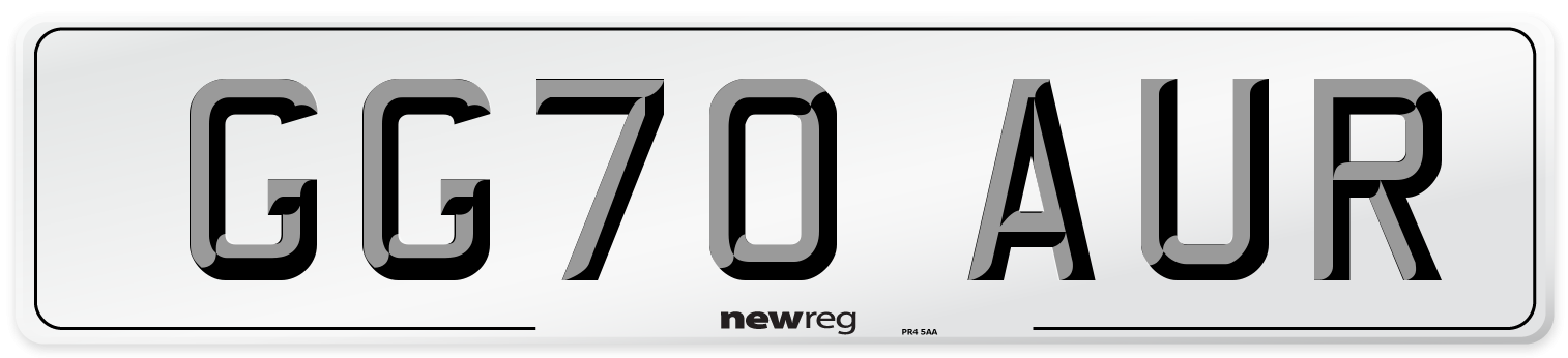 GG70 AUR Front Number Plate