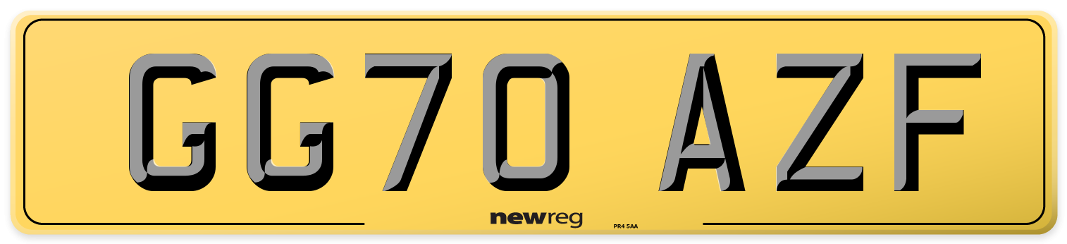 GG70 AZF Rear Number Plate