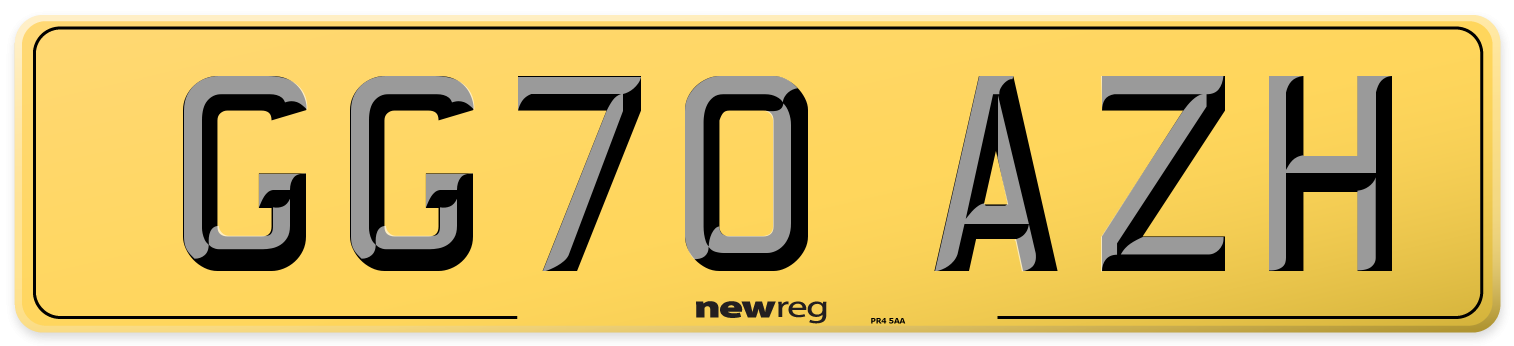 GG70 AZH Rear Number Plate