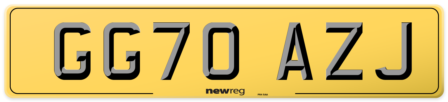 GG70 AZJ Rear Number Plate