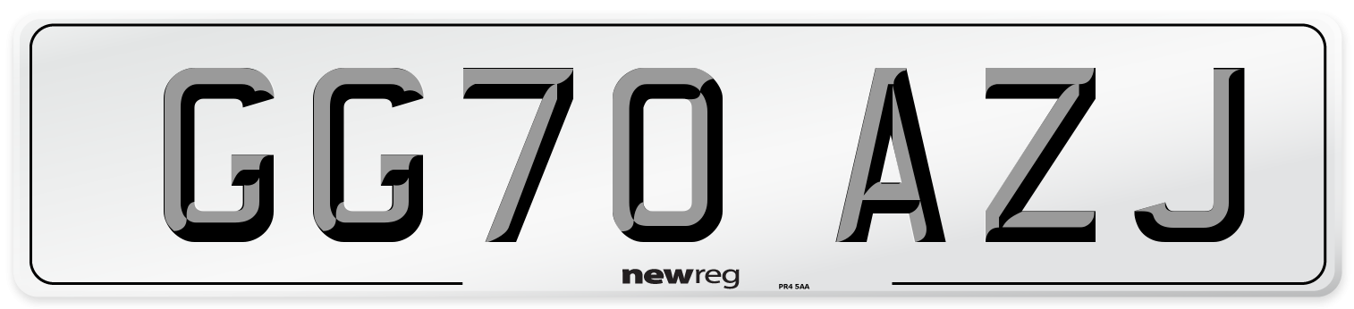 GG70 AZJ Front Number Plate