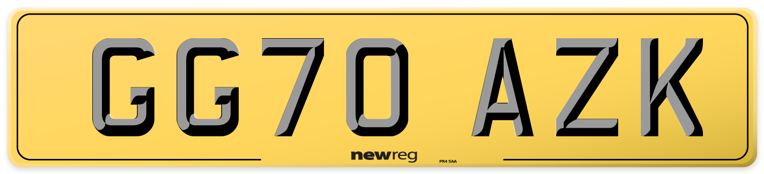 GG70 AZK Rear Number Plate