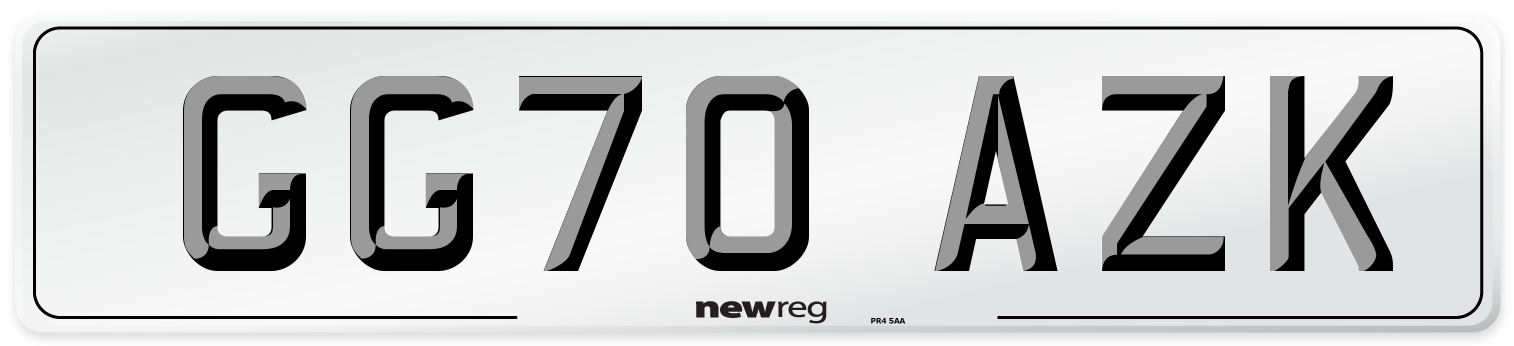 GG70 AZK Front Number Plate