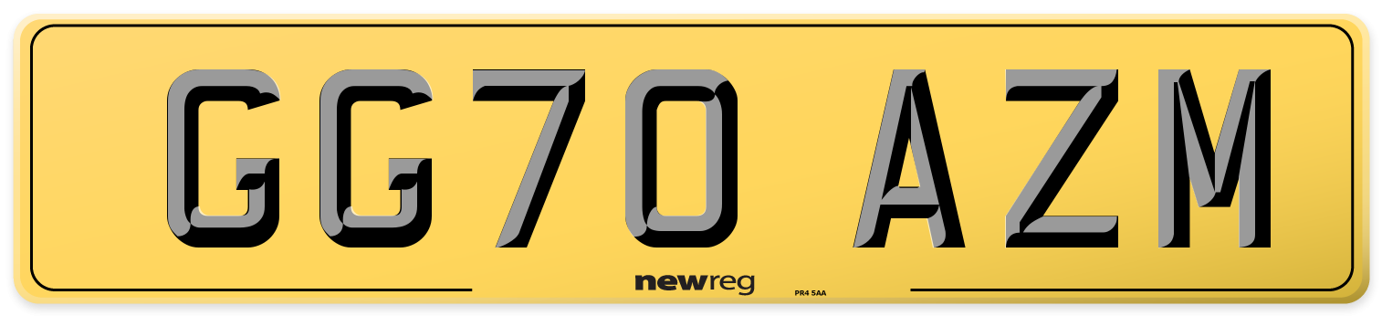GG70 AZM Rear Number Plate