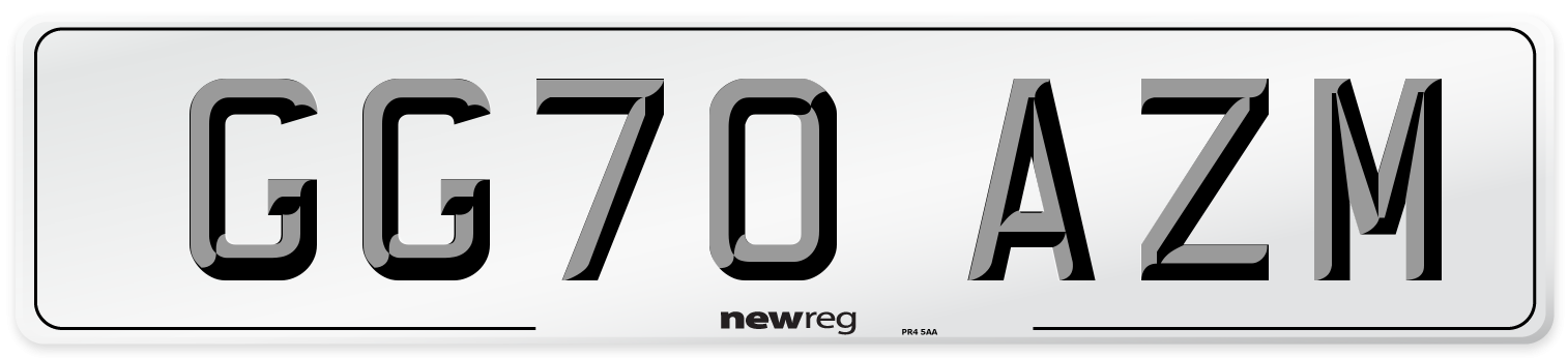 GG70 AZM Front Number Plate