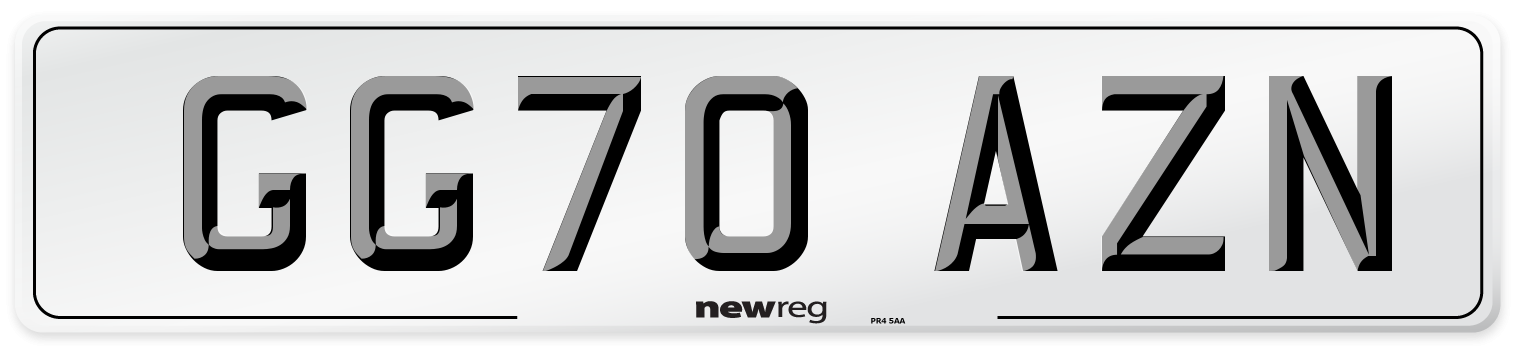 GG70 AZN Front Number Plate