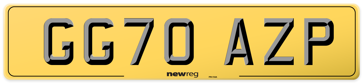 GG70 AZP Rear Number Plate