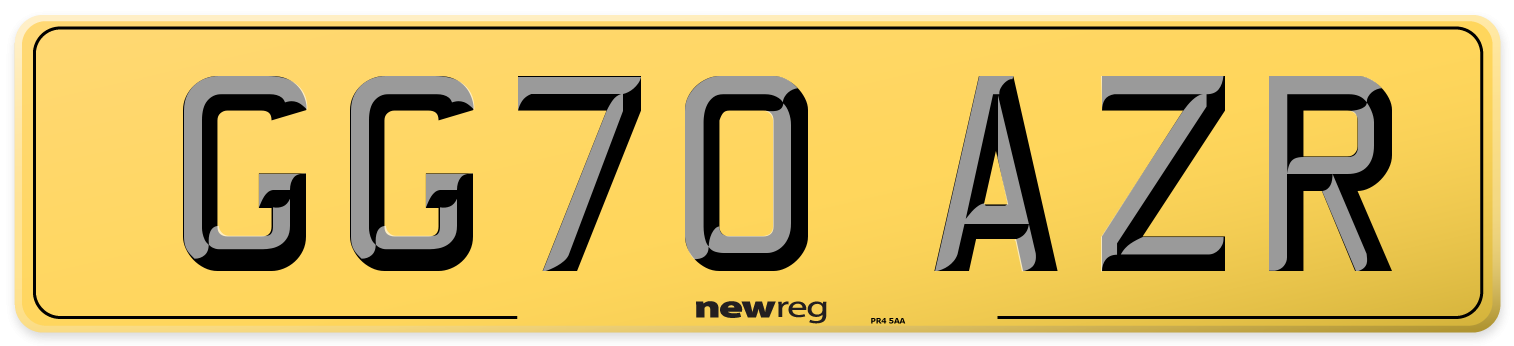 GG70 AZR Rear Number Plate