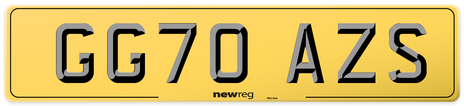 GG70 AZS Rear Number Plate