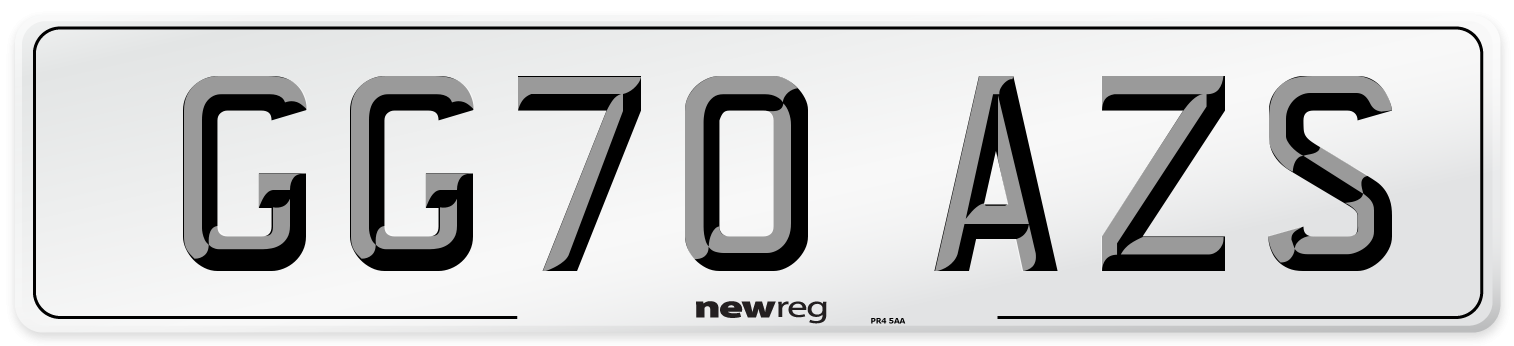 GG70 AZS Front Number Plate