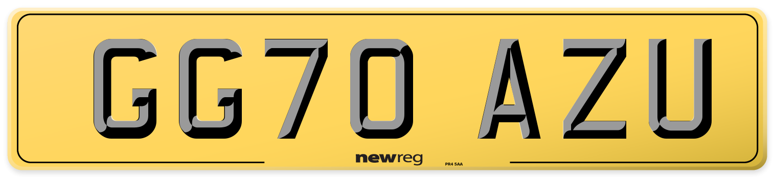 GG70 AZU Rear Number Plate