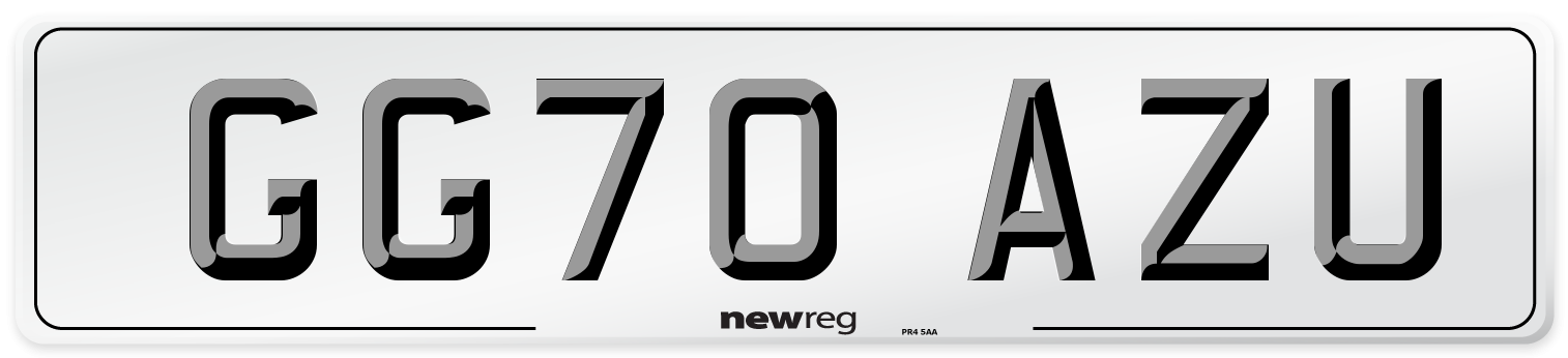 GG70 AZU Front Number Plate