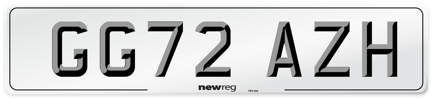 GG72 AZH Front Number Plate