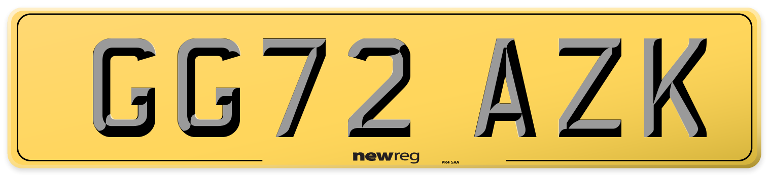 GG72 AZK Rear Number Plate