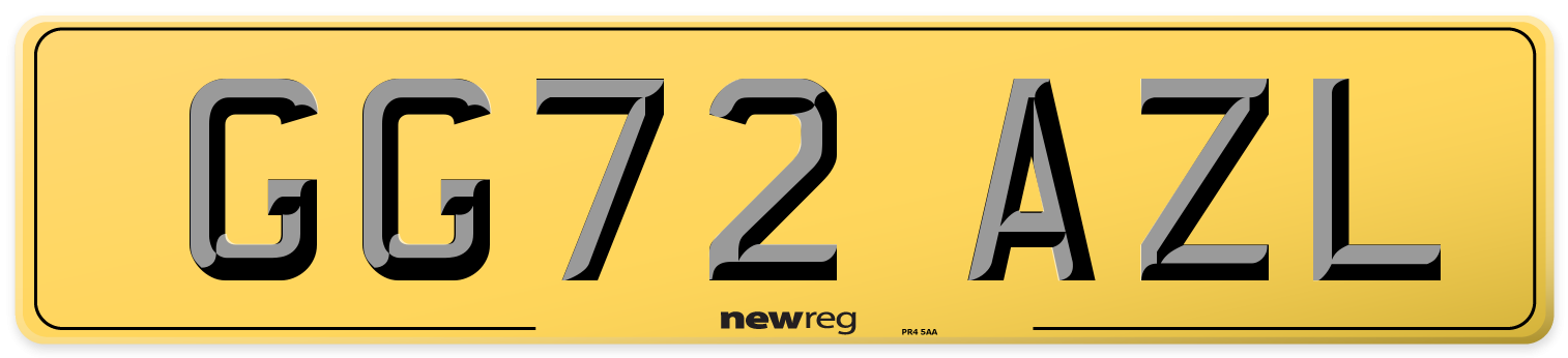 GG72 AZL Rear Number Plate