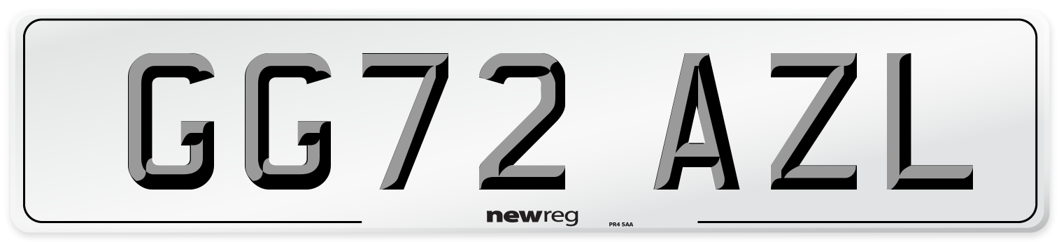 GG72 AZL Front Number Plate